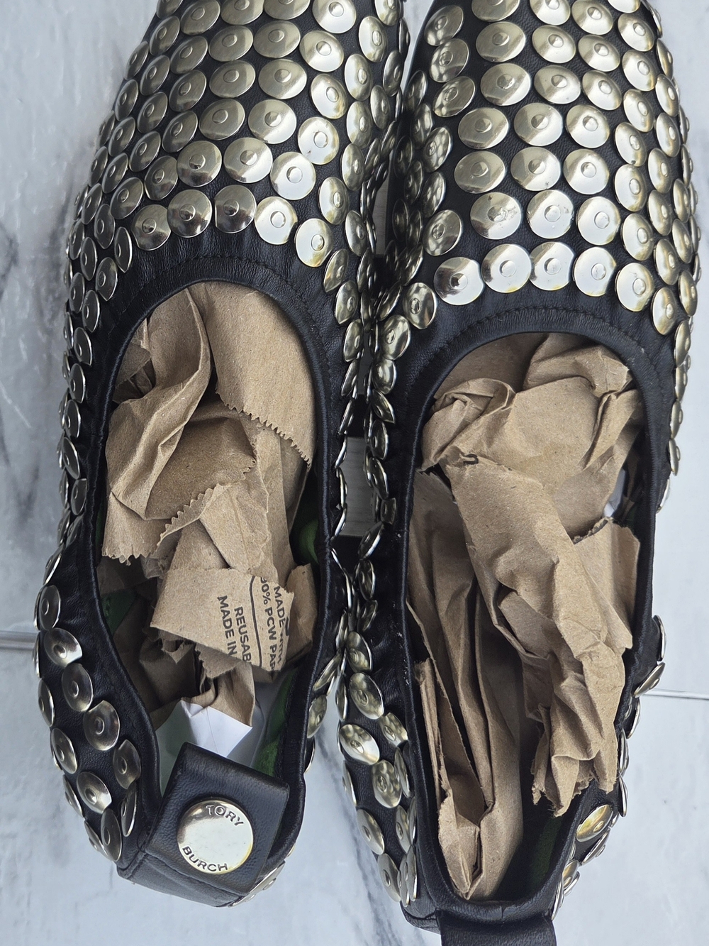 Tory Burch Black Studded Slip-On Flats